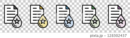 Illustration icon material set: Rainwater document file 169 128302437