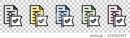 Illustration icon material set: Check mark document file 179 128302447
