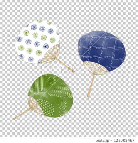 Colorful watercolor fan illustration 128302467