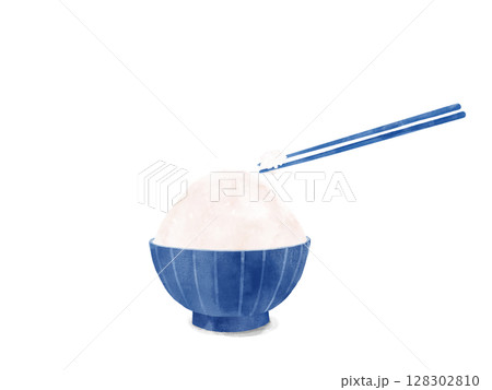 炊き立てのご飯とおはし　水彩 128302810