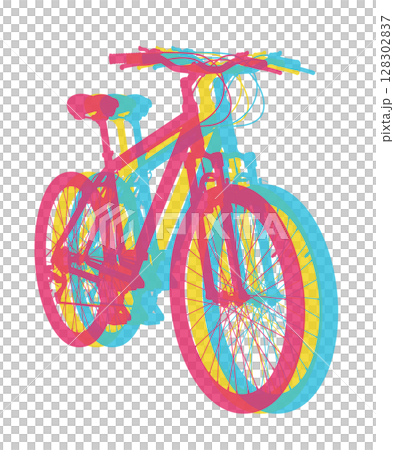 Black bicycle, front side view. Black leather saddle and handles. Png clipart isolated on transparent background 128302837