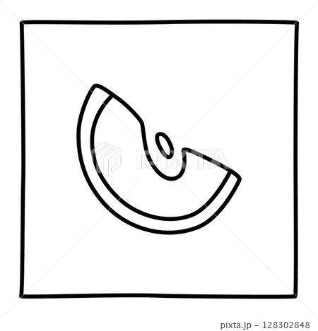 Apple slice doodle icon hand drawn with thin line in minimalistic style Apple slice doodle icon hand drawn with thin line in minimalistic style 128302848