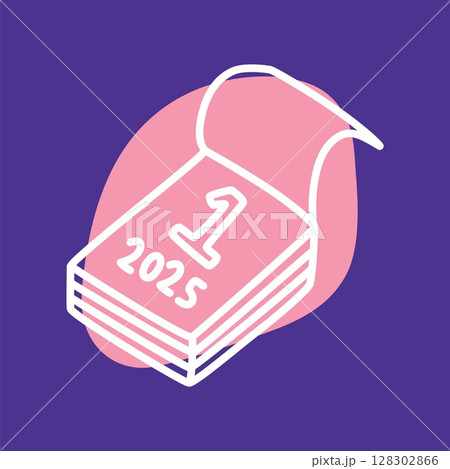 Doodle calendar schedule icon hand drawn with thin line and colorful blob 128302866