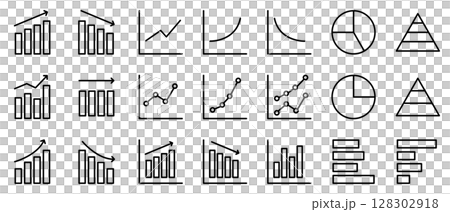 Graph business icon line drawing black simple set 128302918