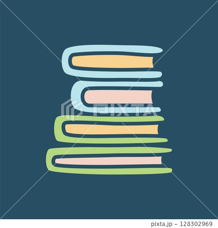 Doodle pile of books icon hand drawn in a modern minimalistic style 128302969