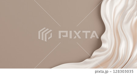 Beige fabric on brown background with copy space 3D render 128303035