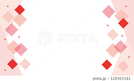 幾何学　フレーム　赤　四角とキラキラ 128303181