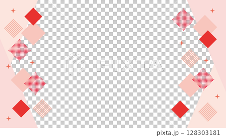 Geometric frame red square and glitter 128303181