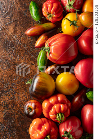 Different varieties of tomatoes. 128303358