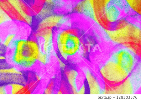 Vivid Abstract Graffiti Pattern in Neon Purple, Yellow, Pink for 80s, Y2K Art Vivid Abstract Graffiti Pattern in Neon Purple, Yellow, Pink for 80s, Y2K Art 128303376