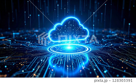 データ転送クラウドコンピューティング技術をイメージ 生成AIイラスト データ転送クラウドコンピューティング技術をイメージ 生成AIイラスト 128303391