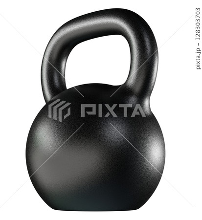 Kettlebell fitness weight, blank heavy cast iron powerlifting equipment, painted black, isolated on white background. 3D illustration Kettlebell fitness weight, blank heavy cast iron powerlifting equipment, painted black, isolated on white background. 3D illustration 128303703