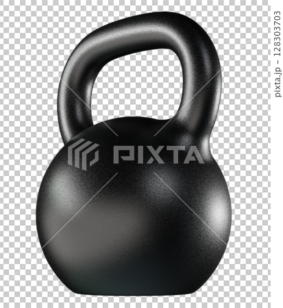 Kettlebell fitness weight, blank heavy cast iron powerlifting equipment, painted black, isolated on white background. 3D illustration Kettlebell fitness weight, blank heavy cast iron powerlifting equipment, painted black, isolated on white background. 3D illustration 128303703
