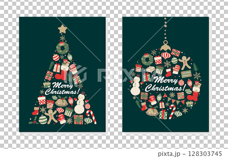 Christmas tree with ornaments vector illustration 128303745