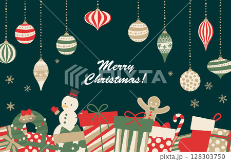 クリスマスのフレーム背景ベクターイラスト 128303750