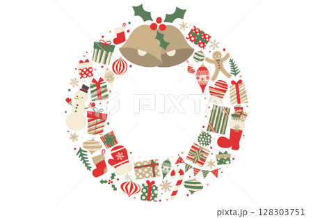 クリスマスリースのベクターイラスト クリスマスリースのベクターイラスト 128303751