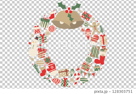クリスマスリースのベクターイラスト クリスマスリースのベクターイラスト 128303751