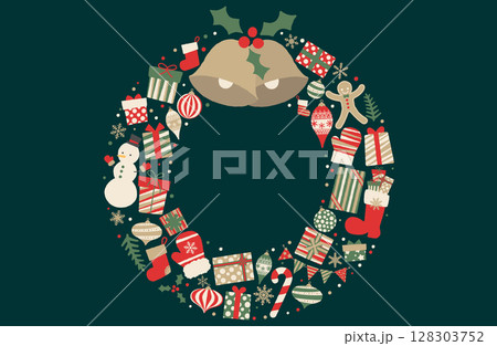 クリスマスリースのベクターイラスト 128303752