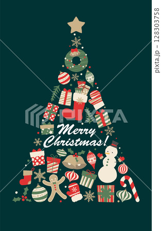 クリスマスツリーのベクターイラスト 128303758