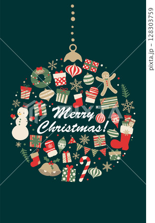クリスマスオーナメントのベクターイラスト 128303759