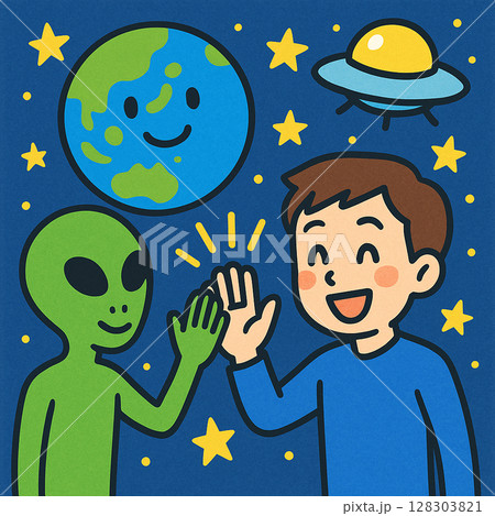 宇宙人と交流する地球人 128303821