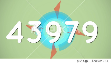 Colorful compass design with bold numbers, creating modern navigation concept 128304224