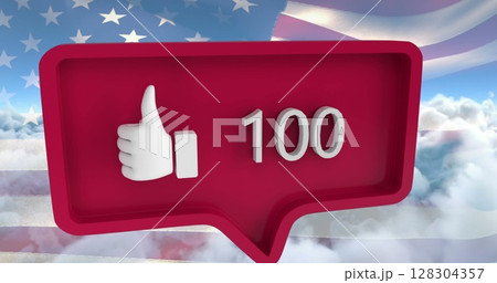 Sky background with follow, like icon increasing in numbers 128304357