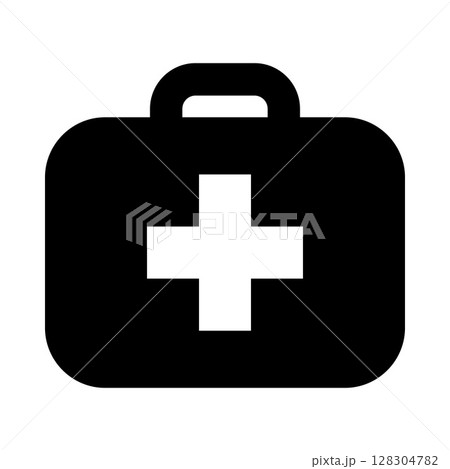 First aid kit icon. Medical kit bag sign. Medical emergency supplies. 128304782