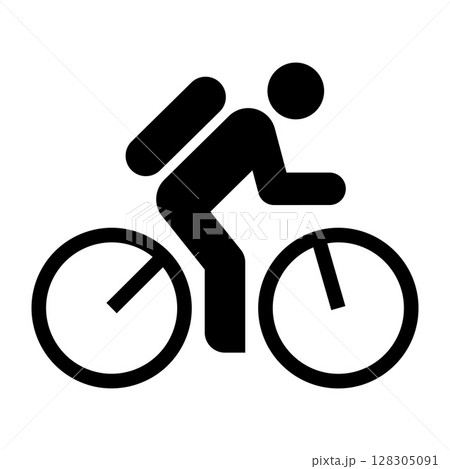 Cyclist icon. Biking symbol. Cycling route, bike trail, bicycle road sign. Cyclist icon. Biking symbol. Cycling route, bike trail, bicycle road sign. 128305091