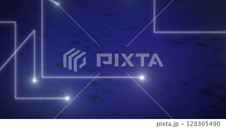 Image of white lines and data processing on interface Image of white lines and data processing on interface 128305490