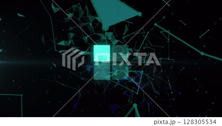 Image of network of connections on black background 128305534