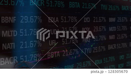 Image of data processing on black background Image of data processing on black background 128305670