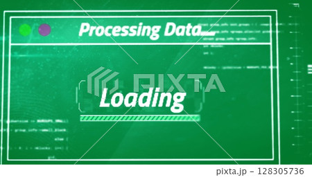 Image of data processing on green background 128305736