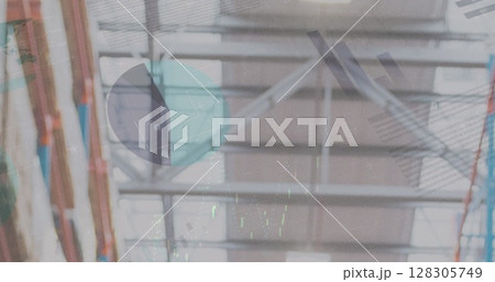 Image of data processing over empty warehouse Image of data processing over empty warehouse 128305749