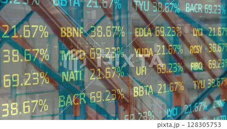 Image of data processing over empty warehouse Image of data processing over empty warehouse 128305753