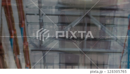 Image of data processing over empty warehouse 128305765