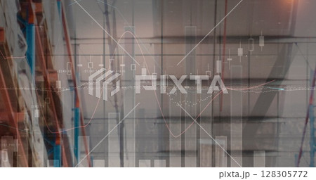 Image of data processing over empty warehouse 128305772