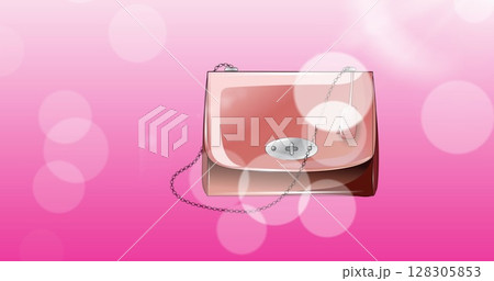 Image of handbag icon on pink background Image of handbag icon on pink background 128305853