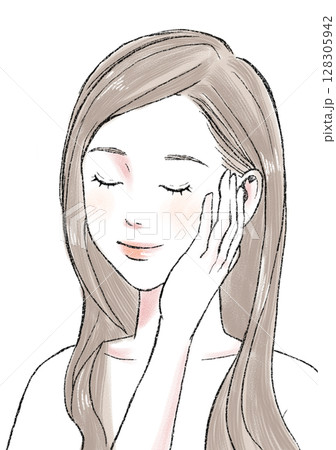 イラスト素材：女性・美容・うっとり 128305942