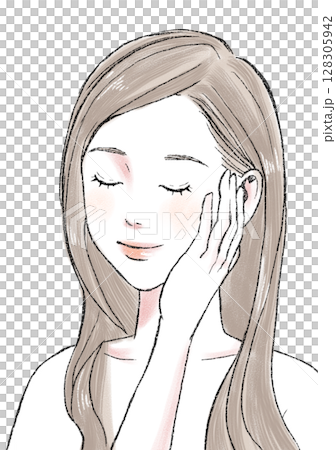 イラスト素材：女性・美容・うっとり 128305942