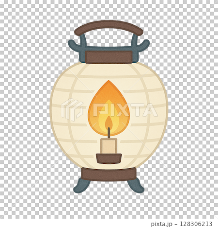 暖かく灯る和紙提灯のイラスト 128306213