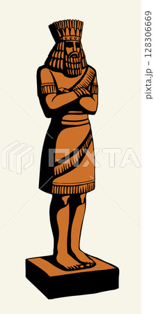 Vector drawing. Big golden idol 128306669