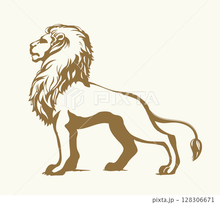 Vector drawing. Lion look for prey 128306671