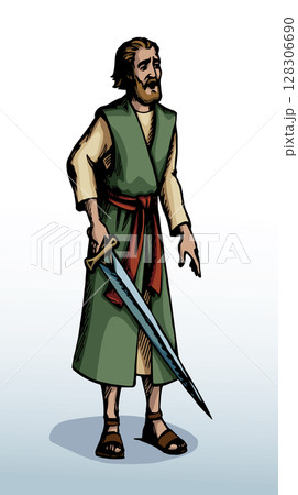 Vector drawing. Man with the swordのイラスト素材 [128306690] - PIXTA