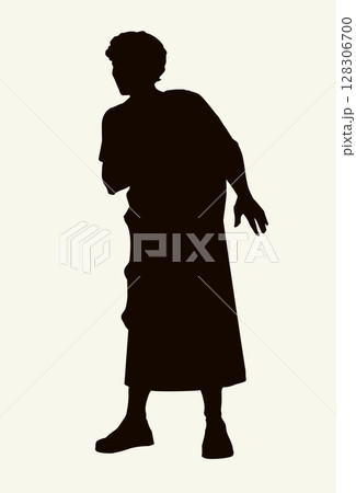 Vector drawing. Amazed man in ancient dress Vector drawing. Amazed man in ancient dress 128306700