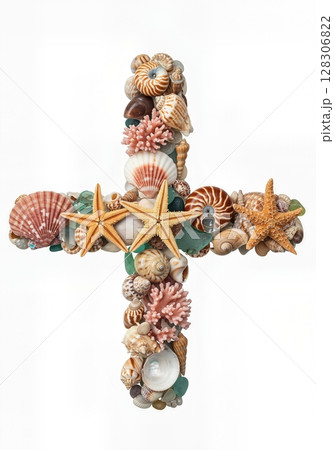 Seaside Wonders Alphabet Typeface made of Seashells Starfish the character plus Seaside Wonders Alphabet Typeface made of Seashells Starfish the character plus 128306822