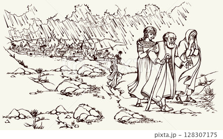 Vector drawing. Death of Pompeii 128307175