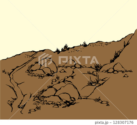 Vector drawing. Road in the mountains 128307176
