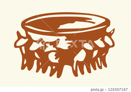 Vector drawing. Bronze sea with oxen from the Jerusalem temple Vector drawing. Bronze sea with oxen from the Jerusalem temple 128307187