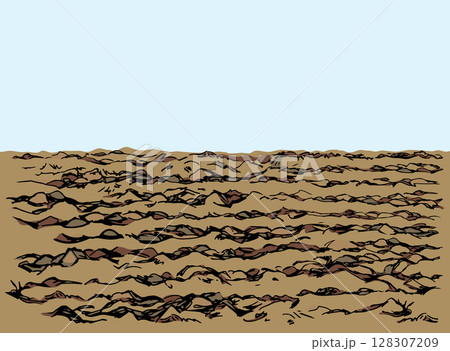 Vector drawing. Old Plowed soil 128307209